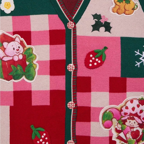 Strawberry‎ Shortcake Holiday Patchwork Sweater Vest - BoxLunch Christmas - Picture 2 of 2